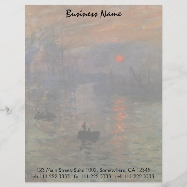 Membrete Salida del sol de Claude Monet, arte de la (Anverso)