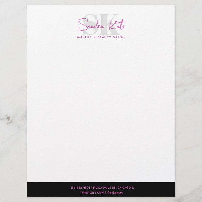 Membrete Salón de belleza Monograma logotipo Personalizado  (Anverso)