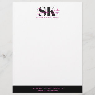Membrete Salón de Belleza Monograma Logotipo Personalizado