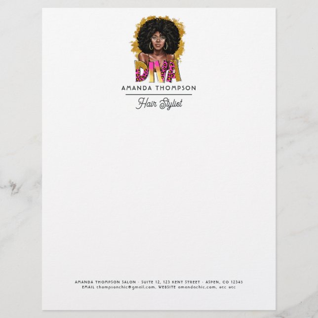 Membrete Salón de pelo Afro Diva (Anverso)