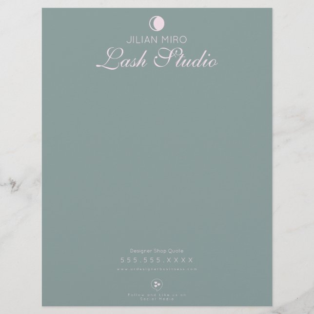 Membrete Salón moderno Belleza Eyelash Studio Letterhead (Anverso)