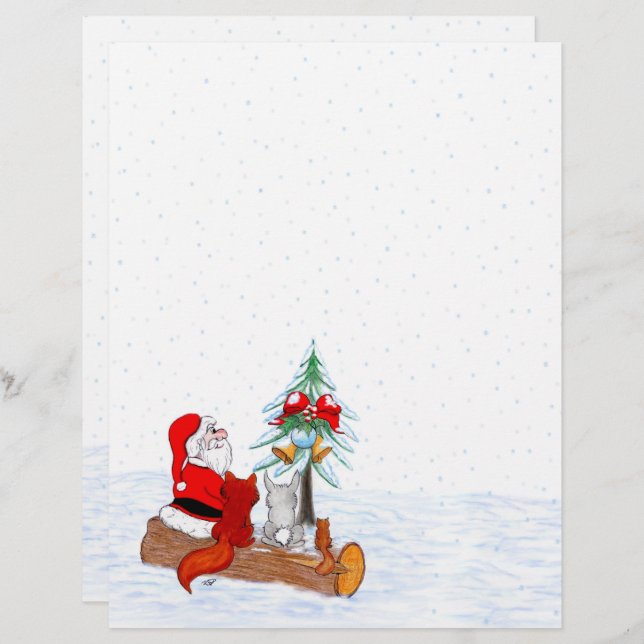Membrete Santa Claus con Fox de Conejo y Squirrel (Anverso / Reverso)