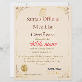 Membrete Santa’s Nice List Certificate  