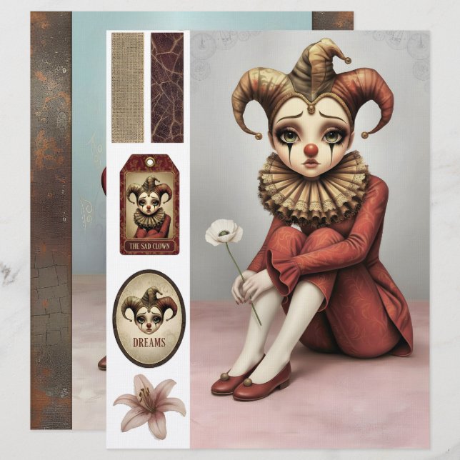 Membrete Scrapbooking Sheet whimsical gothic illustration (Anverso / Reverso)