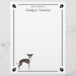 Membrete Seal y galgo italiano blanco con patas y texto