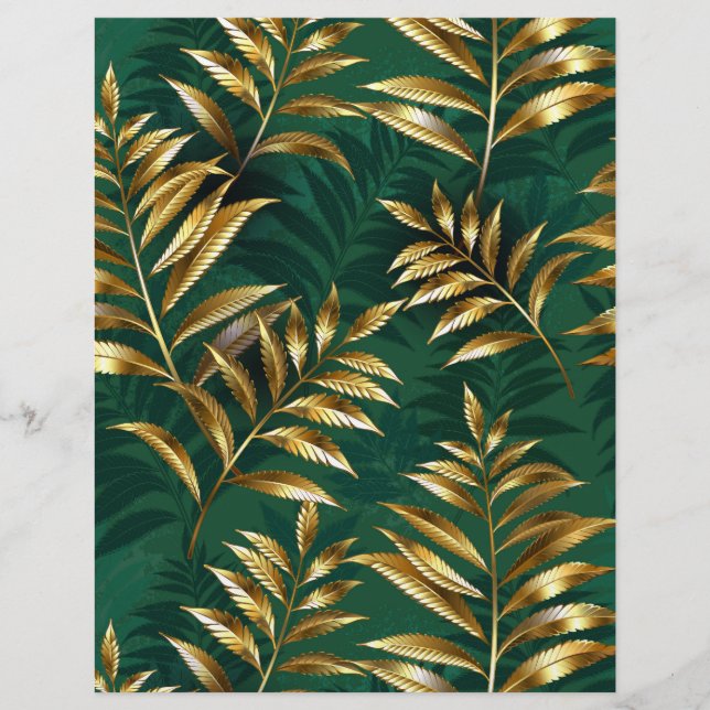 Membrete Seamless pattern with golden ferns (Anverso)