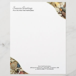 Membrete Seashell Tropical Business Blank Personalizado Let