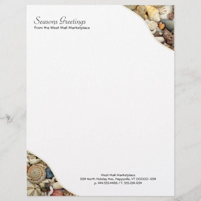 Membrete Seashell Tropical Business Blank Personalizado Let (Anverso)