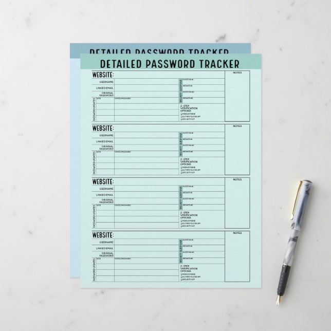 Membrete Seguimiento básico de contraseñas con nombre de us (Anverso/Reverso In Situ)