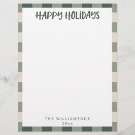 Membrete Sencilla Personalizado  Green Plaid Stationery