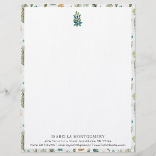 Membrete Sencilla vegetación rústica Monograma Letterhead