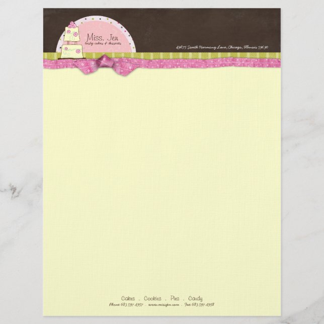 Membrete Señorita. Jen Cake Letterhead (Anverso)