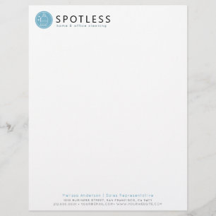 Membrete Servicio de limpieza con logotipo de escoba azul m