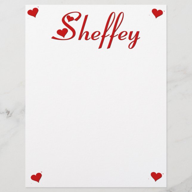 Membrete Sheffey con dos corazones rojos (Anverso)