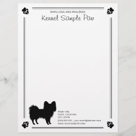 Membrete Silueta de perro Papillon con patas y texto person