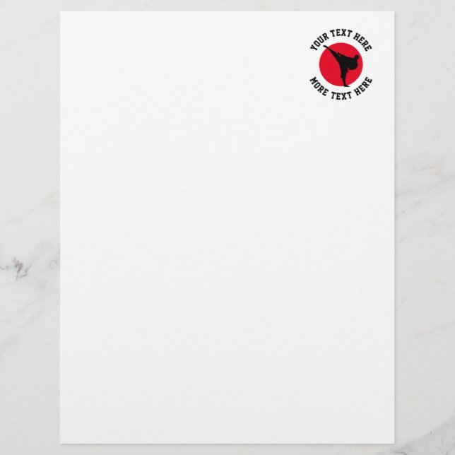 Membrete Silueta karate de artes marciales Personalizados (Anverso)