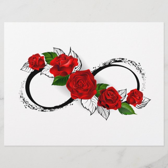 Membrete Símbolo de infinito con rosas rojas (Anverso)