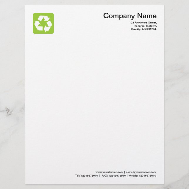 Membrete Símbolo de reciclaje - Verde marciano (Anverso)