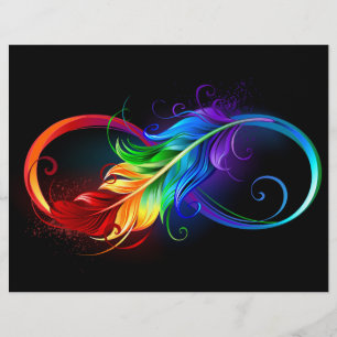 Membrete Símbolo infinito con pluma arco iris