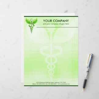 Membrete Símbolo médico alternativo Caduceus verde