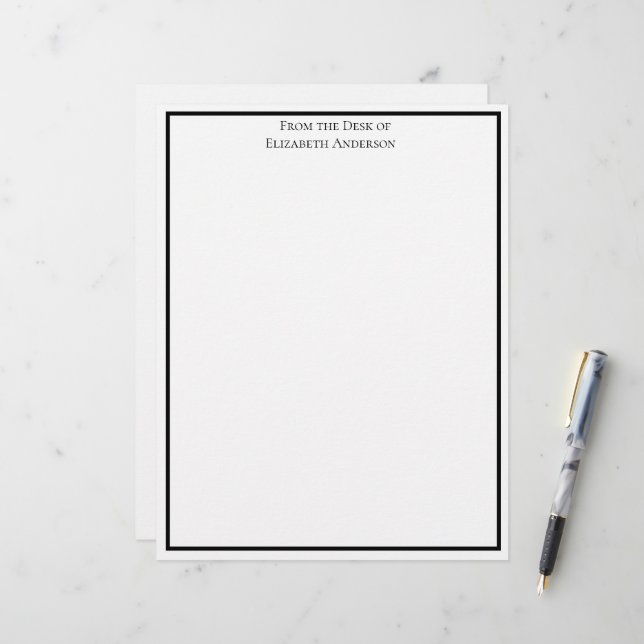 Membrete Simple Blanco Negro Profesional Personalizado (Anverso/Reverso In Situ)