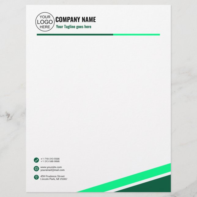 Membrete Simple elegante verde (Anverso)