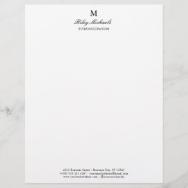Membrete Simple Monograma De Nombre De Título Elegante Sin 