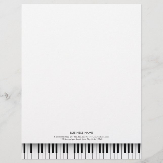 Membrete Simple Piano Musical Llave Negra y Blanca (Anverso)