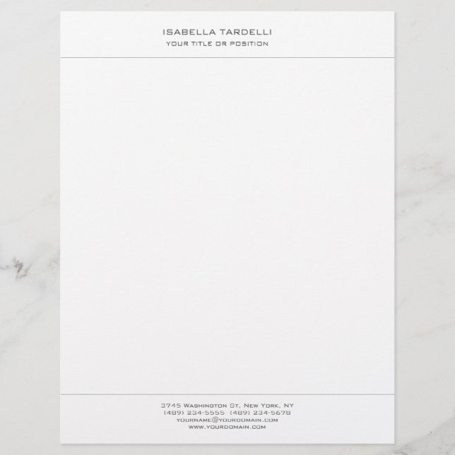 Membrete Simple profesional Minimalista moderno (Anverso)