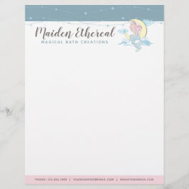 Membrete Sirena rosada mística del mar de la luna de la