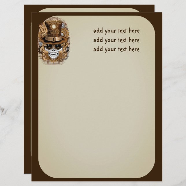 Membrete Skull Steampunk Voodoo Retro Machine (Anverso / Reverso)