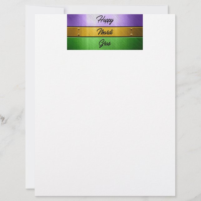 Membrete SlipperyJoe's Happy Mardi Gras morado de oro verde (Anverso)