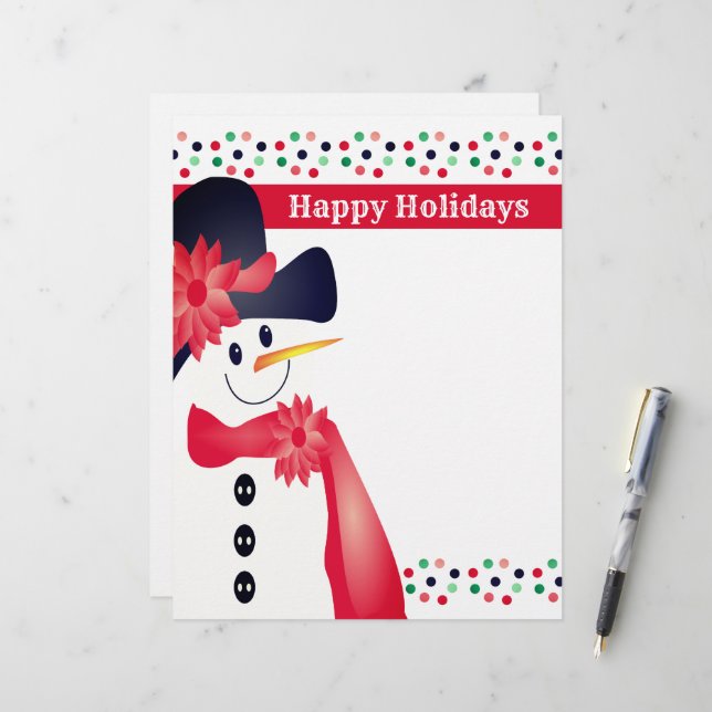 Membrete Snowman Y El Diseñador De Dot De Polka (Anverso/Reverso In Situ)