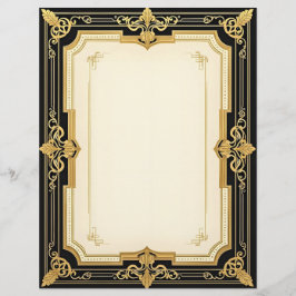 Membrete Sofisticado estilo Art Deco Oro y Negro