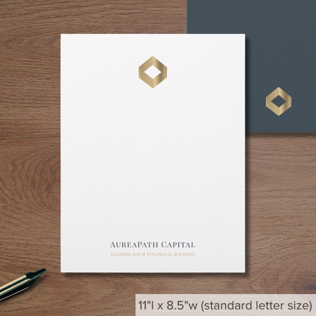 Membrete Sofisticado Logotipo de Diamante de Oro (Subido por el creador)