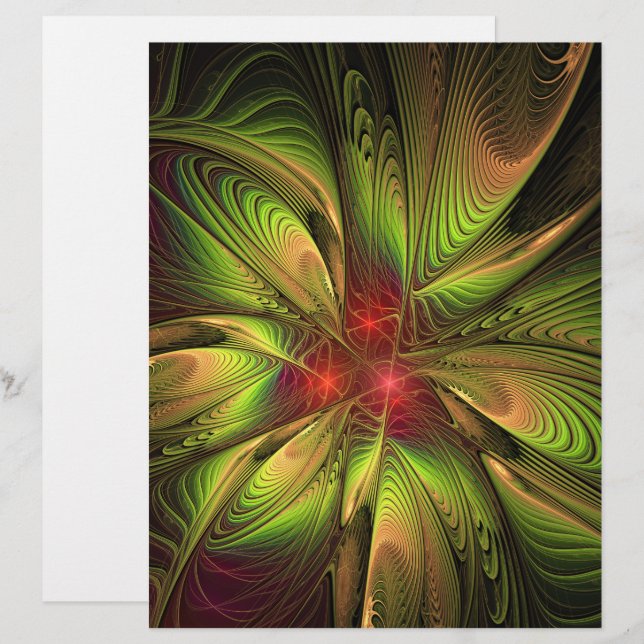 Membrete Soft and tenderness fractal fantasy flowers (Anverso / Reverso)