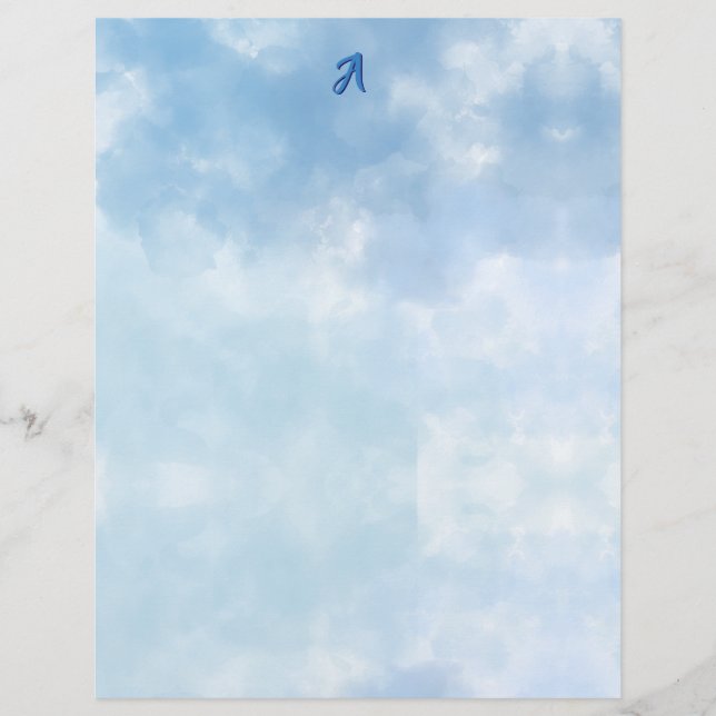 Membrete Soft Blue Sky Watercolor Cloud (Anverso)