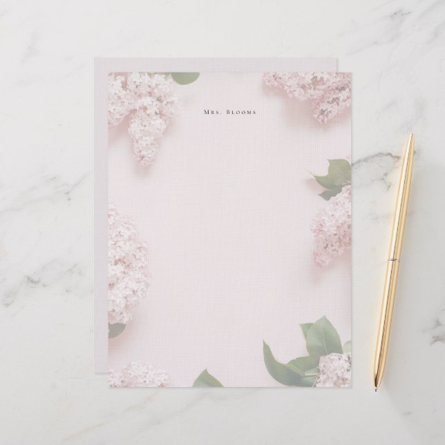 Membrete Soft Pink Lilac Personalized Feminine (Anverso/Reverso In Situ)