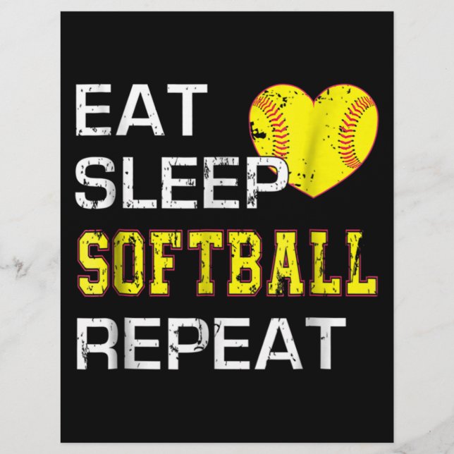 Membrete Softbol Comer Sleep Sofball Repetir (Anverso)