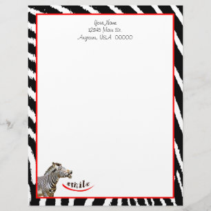 Membrete Sonrisa de cebra Black/White/Red Strips