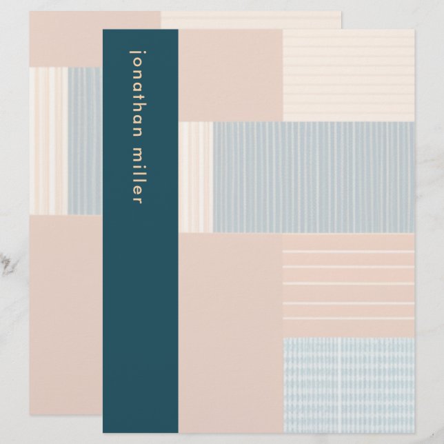 Membrete Stationery de arte moderno monogramado personaliza (Anverso / Reverso)