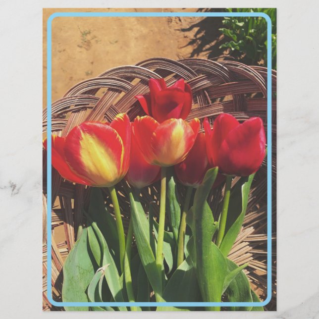 Membrete Stationery de tulipanes vintage (Anverso)