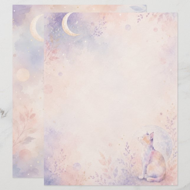 Membrete Stille Katze im Mondlicht (Anverso / Reverso)
