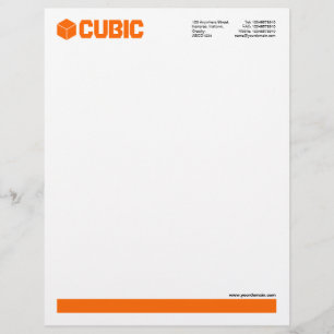 Membrete Subrayado (logotipo de cubo) - Naranja