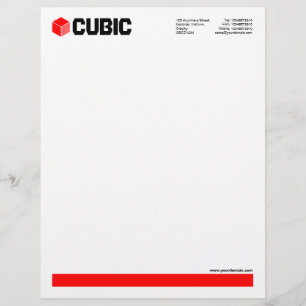 Membrete Subrayado (logotipo de cubo) - Rojo