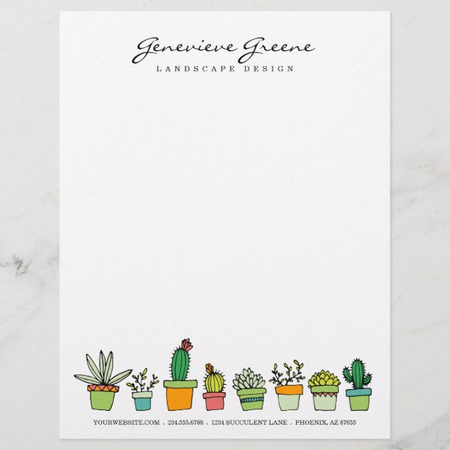 Membrete Suculento Letterhead de Jardín (Anverso)
