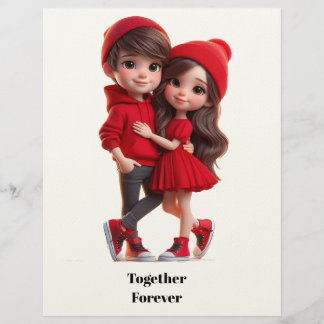 Membrete Tarjeta de Pareja Romántica Adorable – Un Feliz Dí