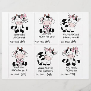 Membrete Tarjetas de clase de vaca 6 Nombre personalizado