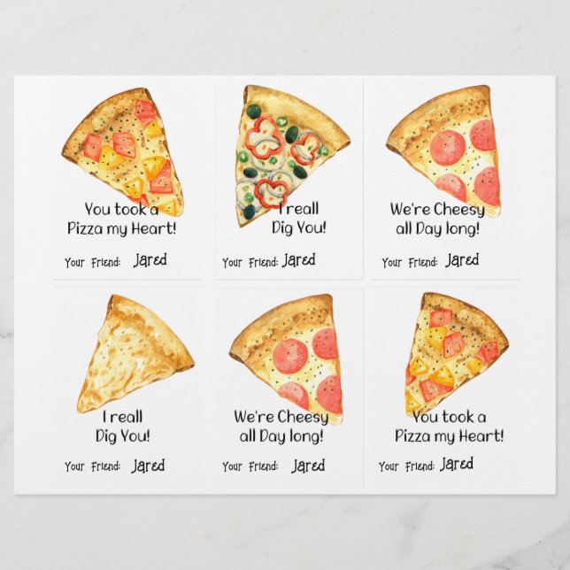 Membrete Tarjetas de clase Pizza 6 Nombre personalizado (Anverso)
