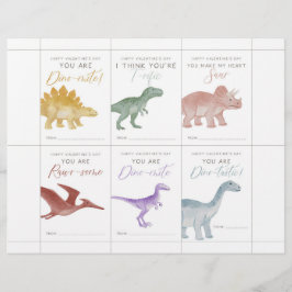 Membrete Tarjetas de San Valentín de dinosaurios para niños